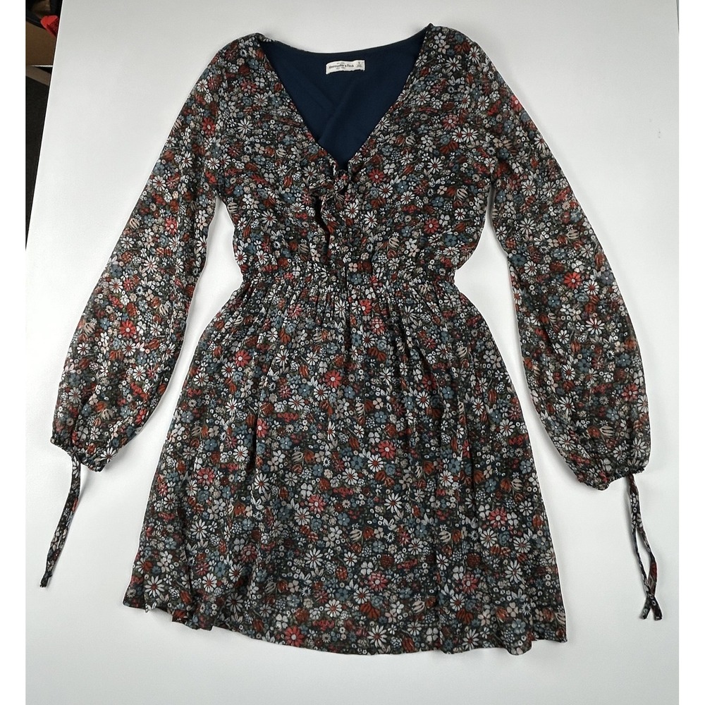 Abercrombie &‎ Fitch Women's Navy Floral Print Long Sleeve Dress Size S
